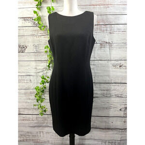 Talbots Little Black Classic Dress size 10 100% Wool Sheath Straight Knee Career